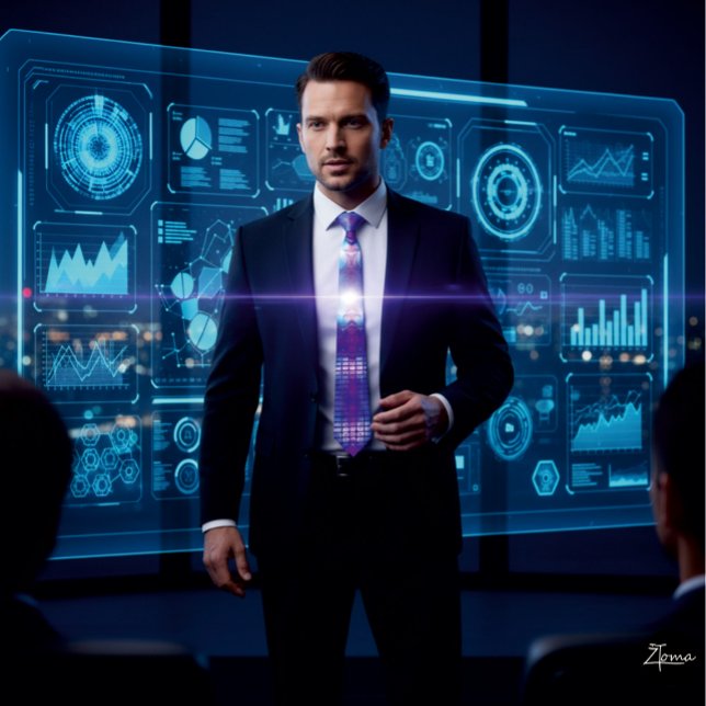 Abstract Purple Blue Light Visualizer Pattern Neck Tie (Creator Uploaded)