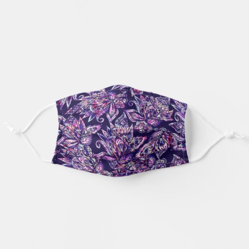 Abstract purple blue paisley floral pink pattern adult cloth face mask