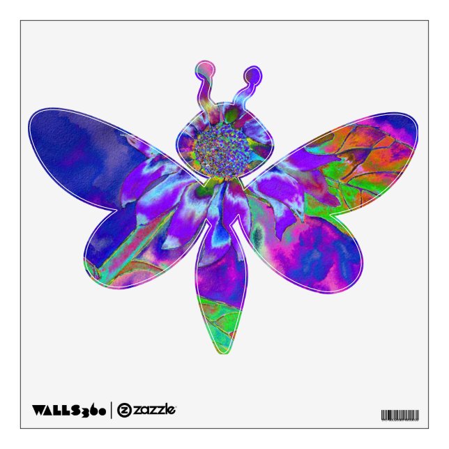 Abstract purple blue sunflower | retro funky fun wall decal (Front)