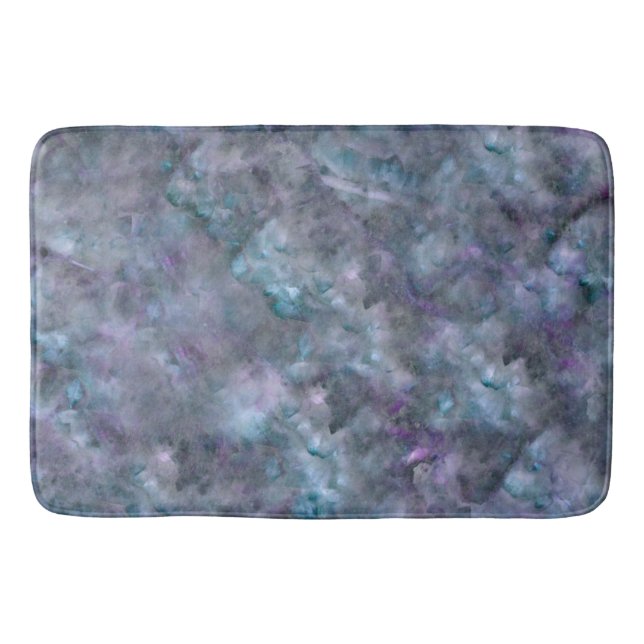 Abstract purple blue teal quartz marble granite   bath mat (Front)