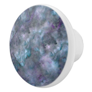Abstract purple blue teal quartz marble granite   ceramic knob