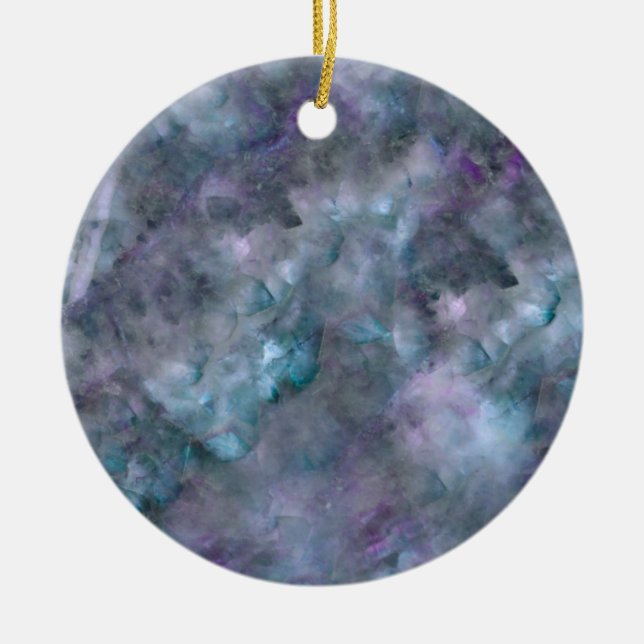 Abstract purple blue teal quartz marble granite   ceramic ornament (Front)