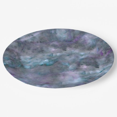 Abstract purple blue teal quartz marble granite   paper plates