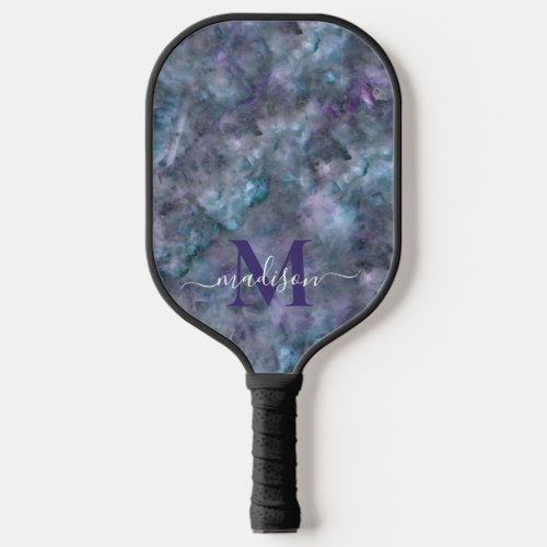 Abstract purple blue teal quartz marble granite   pickleball paddle