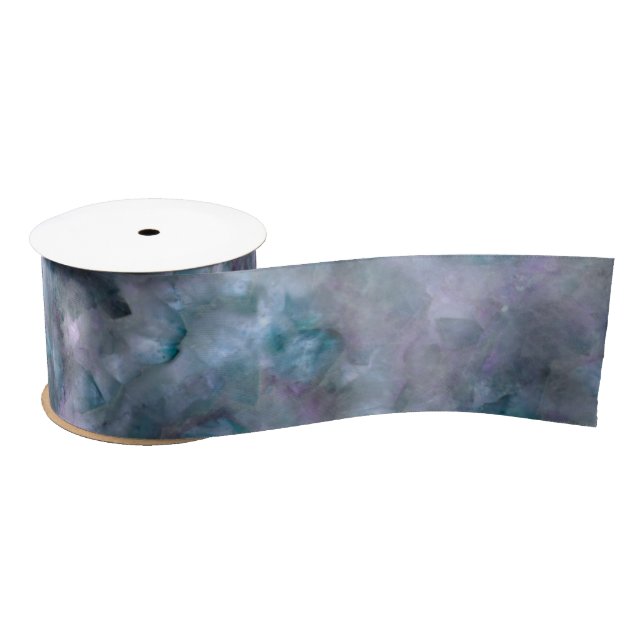 Abstract purple blue teal quartz marble granite   satin ribbon (Spool)