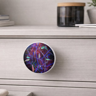 Abstract Purple Botanical Drawer Pull Modern