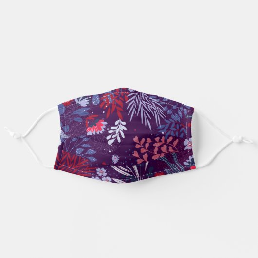 Abstract Purple Botanical Floral Wildflowers Adult Cloth Face Mask (Front, Unfolded)