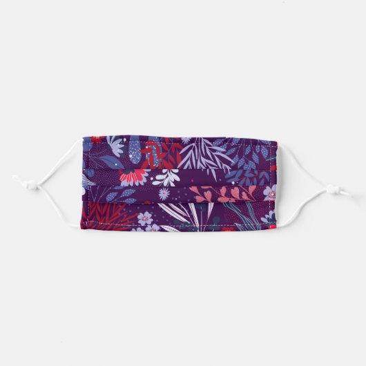 Abstract Purple Botanical Floral Wildflowers Adult Cloth Face Mask (Front, Folded)