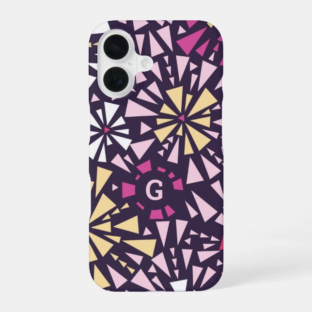 Abstract Purple Bursts Monogram Initial Iphone Case (Back)