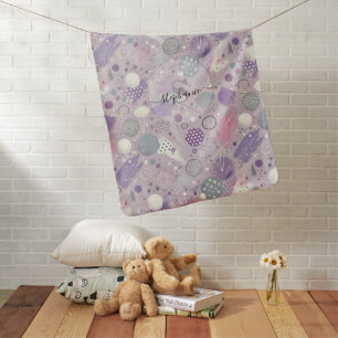 Abstract Purple Circles with Paint Strips Accents Baby Blanket