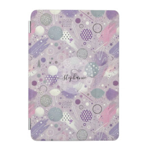 Abstract Purple Circles with Paint Strips Accents iPad Mini Cover