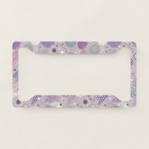 Abstract Purple Circles with Paint Strips Accents License Plate Frame