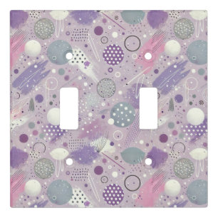 Abstract Purple Circles with Paint Strips Accents Light Switch Cover