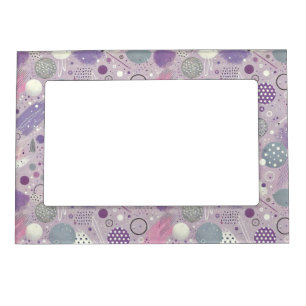 Abstract Purple Circles with Paint Strips Accents Magnetic Frame