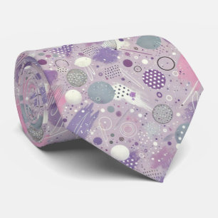 Abstract Purple Circles with Paint Strips Accents Neck Tie
