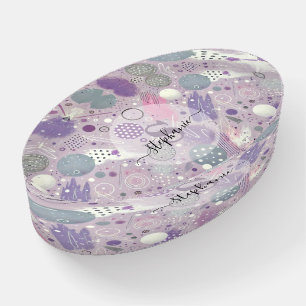 Abstract Purple Circles with Paint Strips Accents Paperweight