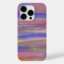 Abstract Purple, Coral and Gold Painted Strokes