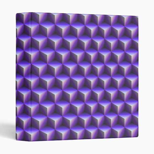 Abstract Purple Cube Block Pattern 3 Ring Binder (Front/Spine)
