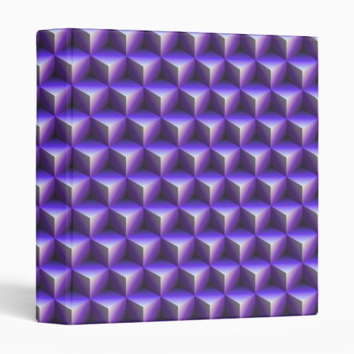 Abstract Purple Cube Block Pattern 3 Ring Binder