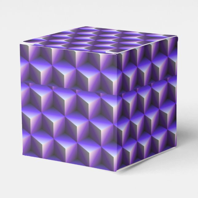 Abstract Purple Cube Block Pattern Favor Boxes (Front Side)