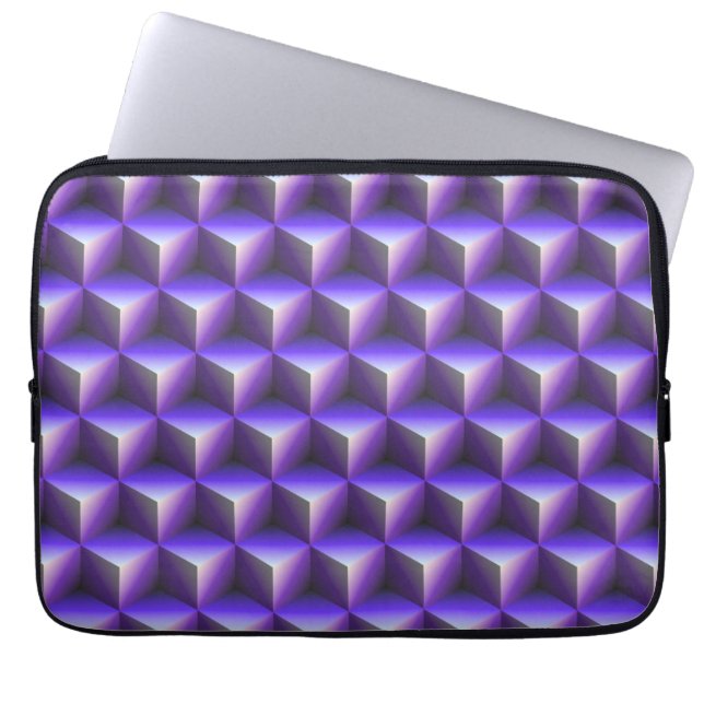 Abstract Purple Cube Block Pattern Laptop Sleeve (Front)
