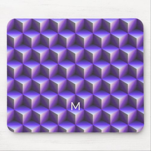 Abstract Purple Cube Block Pattern Mouse Pad