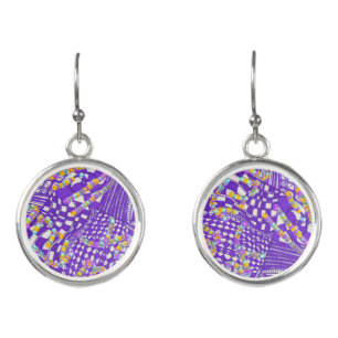 Abstract Purple Drawing Colorful Beads Earrings