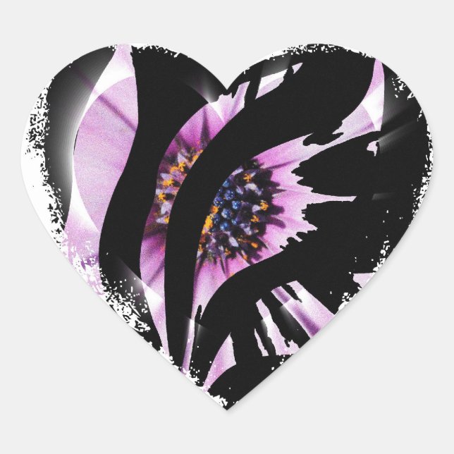 Abstract Purple Floral Heart Sticker (Front)