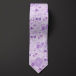 Abstract Purple Floral Monogram Neck Tie<br><div class="desc">Make a bold statement with our Abstract Purple Floral Monogram Neck Tie. The unique combination of abstract design and purple is perfect for a modern wedding.</div>