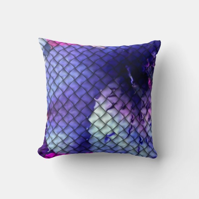 Abstract Purple Floral Mosaic Throw Pillow (Front)