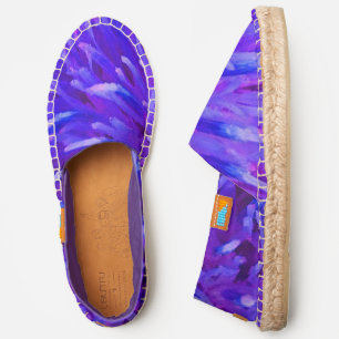 abstract purple floral shoes, flower closeup espadrilles