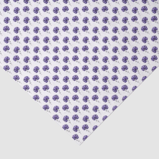 Abstract Purple Flower Doodle Art Style Tissue Paper (Detail)