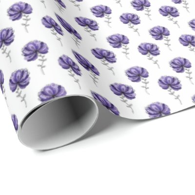 Abstract Purple Flower Doodle Art Style Wrapping Paper