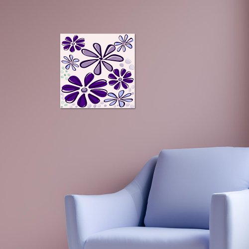 Abstract Purple Flower Doodle  Poster