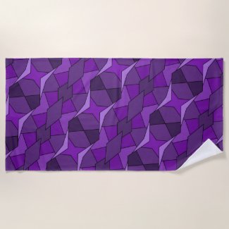 Abstract Purple Geometric Shapes Beach Towel