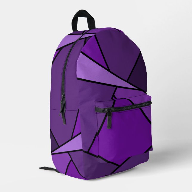 Abstract Purple Geometric Shapes Printed Backpack (Back Corner Left)