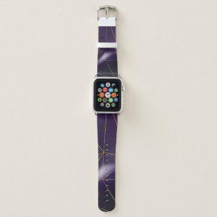 Abstract purple geometric with golden lines apple watch band