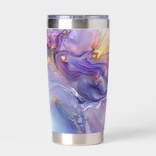 Abstract Purple Gold Blue Marbled Pattern Insulated Tumbler