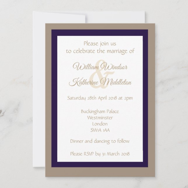 Abstract purple gold double sided Wedding Invite (Front)