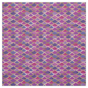 Abstract Purple Gold Mermaid Scale Pattern Fabric