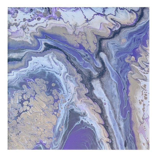 Abstract Purple & Gold Mineral Veins Acrylic Print (Front)