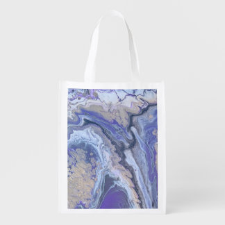 Abstract Purple & Gold Mineral Veins Grocery Bag