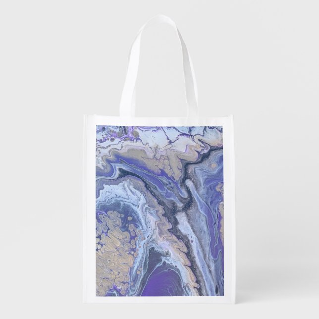Abstract Purple & Gold Mineral Veins Grocery Bag (Front)