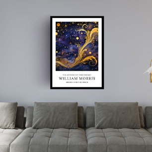 Abstract purple & gold sky William Morris nouveau Framed Art