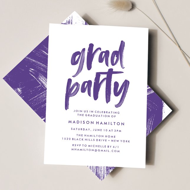 Abstract Purple Graduation Party Invitation (Creator Uploaded)