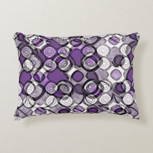 Abstract Purple, Gray and Black Circle Pattern Accent Pillow