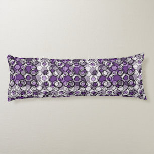 Abstract Purple, Gray and Black Circle Pattern Body Pillow