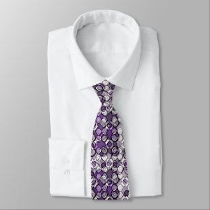 Abstract Purple, Gray and Black Circle Pattern Neck Tie