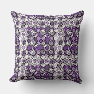 Abstract Purple, Gray and Black Circle Pattern Throw Pillow