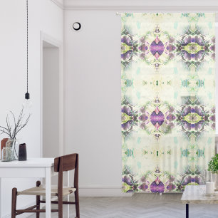 Abstract Purple Green and White Pattern II Curtain